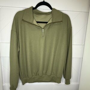 SHEIN Women's Olive V-Neck Sweater